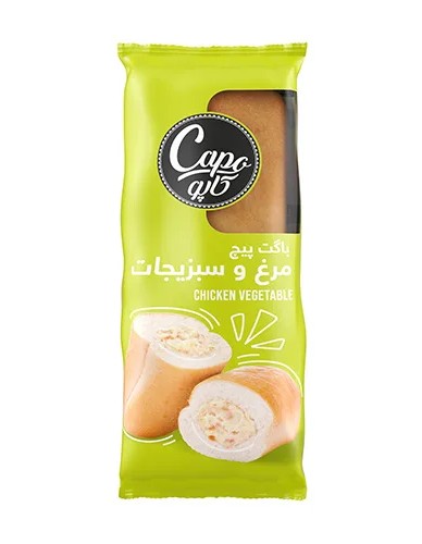 کاپو ساندویچ باگت پیچ الویه مرغ و سبزیجات